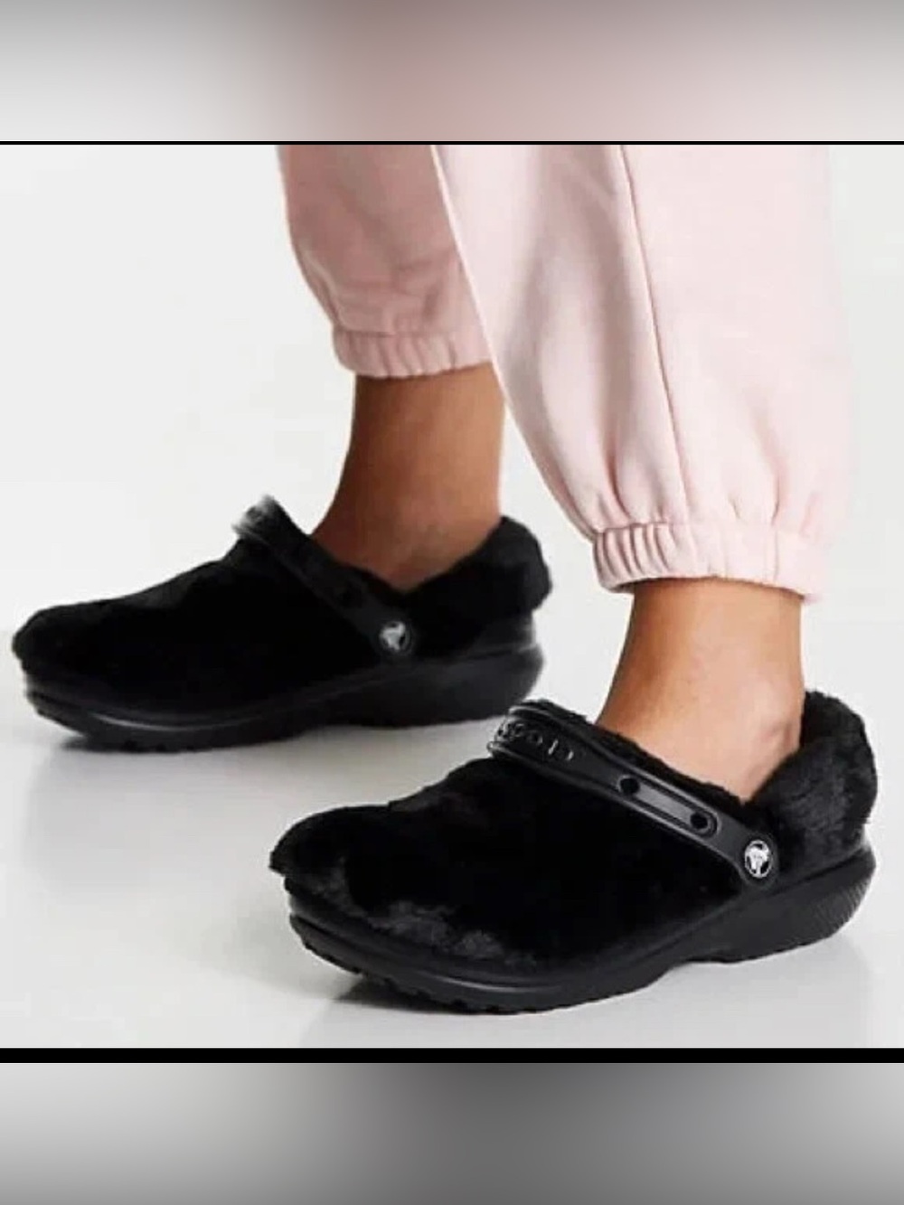 CROCS Black Plush Fuzzy Clog W8 M6